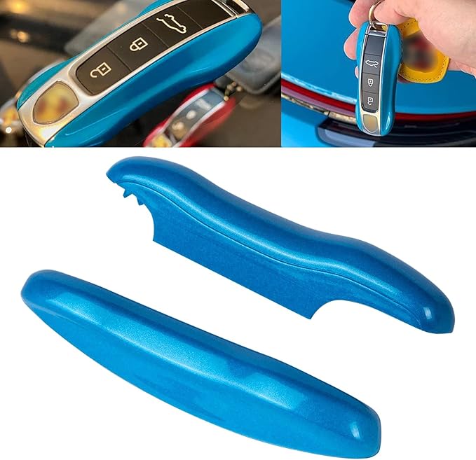 x xotic tech Blue Key Fob Cover Smart Remote Case Side Blades Shell, Compatible with 2017-up Porsche Panamera, 2019-up Porsche Cayenne G2, 2020-up 911 Carrera Taycan