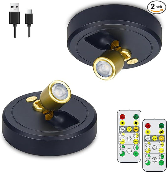 Rechargeable Wireless Battery Spotlight Indoor for Plant Trees at Home Remote Control with 3 Colors Lighitng Mini Dimmable Uplight Led Accent Wall Spot for Pictue Painting Light with Timer-off