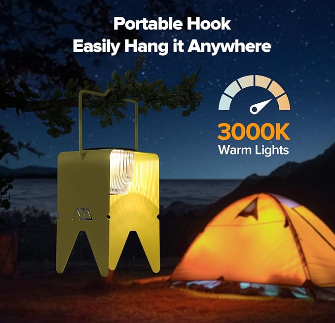 Solar Lanterns Outdoor Waterproof, Rechargeable Metal Solar Outdoor Table Lamp with 3 Brightness Modes, Portable Hanging Outdoor Lamp Cordless for Patio/Camping/Walking (Warm White Light)
