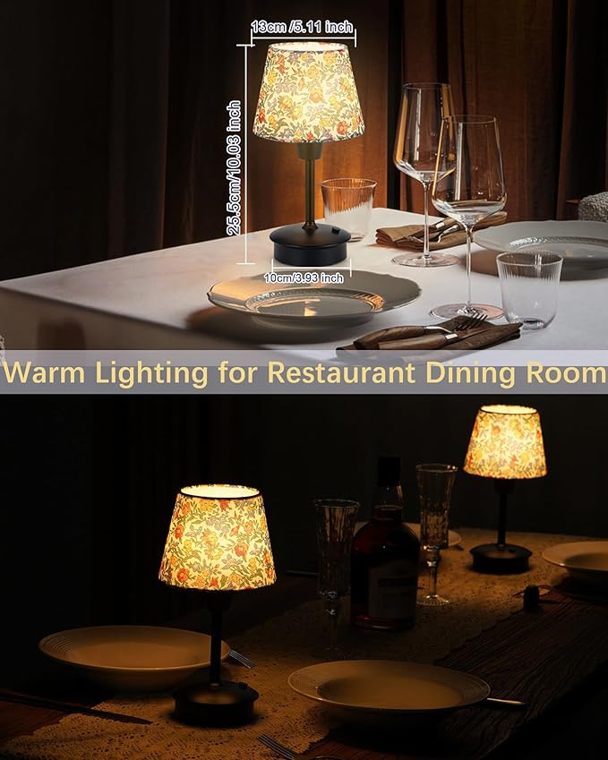 10"H Small Cordless Table Lamps for Restaurant Dinner Dining, 5200mAh Rechargeable Battery Operated Lamps, Brightness Dimmable, Night Bedside Touch Lamp, Living Room Side Kitchen Outdoor Table Light