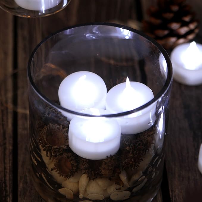 AGPTEK® Timer Flickering Flameless LED Candles Battery-Operated Tealights for Wedding Holiday Party Home Decoration 24pcs(Cool White)