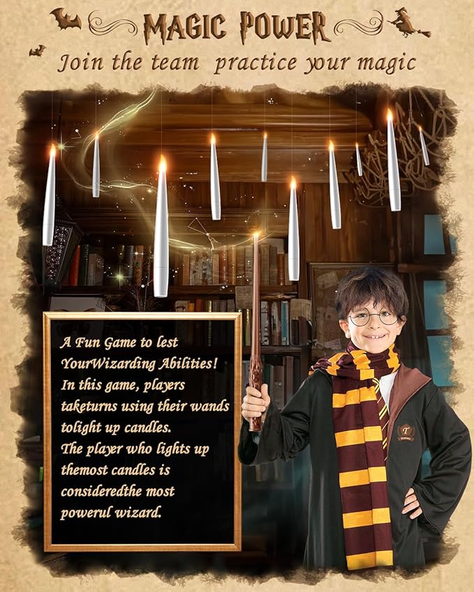24 Pack Floating Candles with Wand Remote -Christmas Hanging Candle,Magic Flameless Taper Candles Floating Lights Gifts for Halloween Decorations Wedding Birthday Party Decor