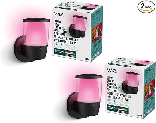 WiZ Connected Wiz Wi-Fi LED Smart Color Changing Elpas Wall Light - Pack of 2 - Outdoor - Weatherproof - Control App - Works with Google Home, Alexa and Siri Shortcuts - No Hub Required