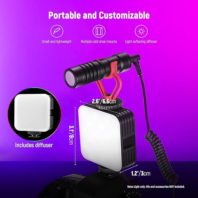 NEEWER Magnetic RGB Video Light, 360° Full Color RGB61 LED Camera Lighting with 3 Cold Shoe, TL96RGB Basic 2 Pack Magnetic Handheld Light Wand for Photography TikTok YouTube Vlog Included