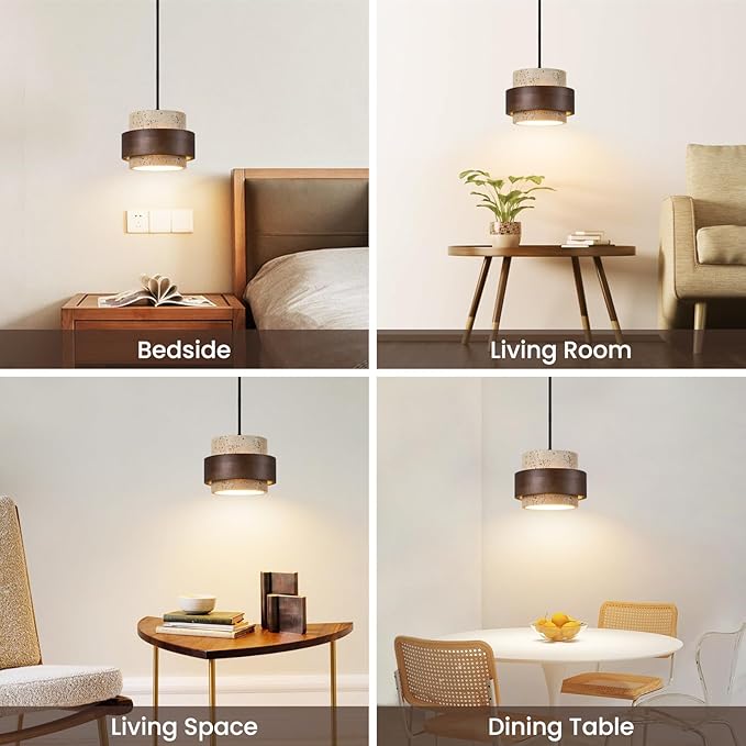 Wabi Sabi Pendant Light Nordic Natural Stone Chandeliers Concrete Simple Light Fixture for Dining Room Bedside Kitchen Island Hallway