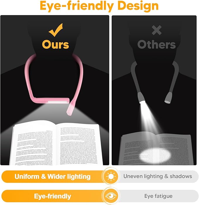 Mothers Day Gifts for Mom Wife: Neck Booklight for Reading in Bed at Night, Pink Light Knitting Accessories Sewing Supplies,Teen Girls College Students Gifts for Women Mom Nurse Present Mothers Day