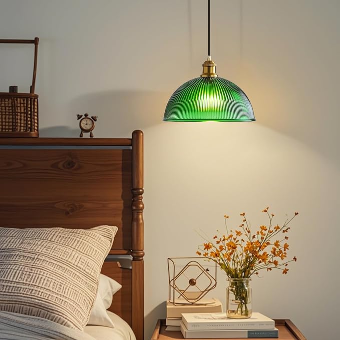 Vintage Pendant Light Fixtures: Glass Pendant Lights Kitchen Island, Modern Green Pendant Light Fixture for Bedroom Dining Room