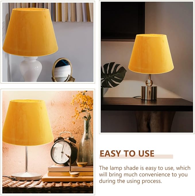 DOITOOL Lamp Shade for Table Lamp,Barrel Fabric Lampshade Drum Lampshades Cloth Lamp Shade Replacement,Lamp Covers Shade Accessories-Yellow