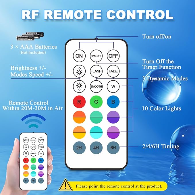Creatrek Pool Lights with Remote, 10 Color Changing Pool Lights for Above Ground Pools, Battery Operated Submersible LED Lights for Pond, Bathtub, Hot Tub, Party, 4 Pack