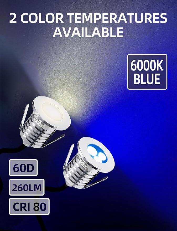 MALORY Low Voltage Pool Lights, Full Stainless Steel 3W Inground LED Underwater Swimming Pond Light IP68 Waterproof Fountain Accessories Landscape Lights (1-Pack Blue)