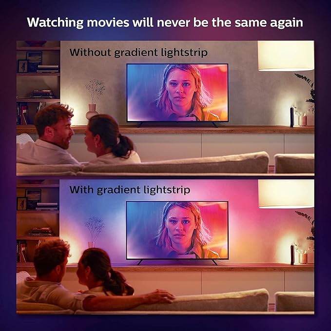 Philips Hue Play Gradient 65" Smart TV Light Strip,Flowing Color-Changing LED Strip Lights,Multicolor TV Backlight Sync with Music&Gaming,Requires Bridge&Sync Box,Control with App&Voice,(Pack of 2)