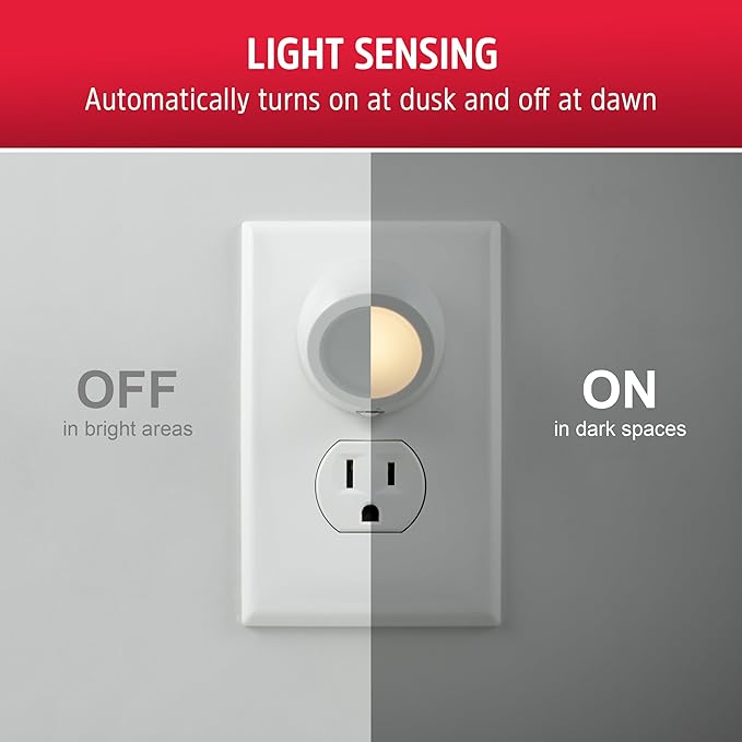 Energizer LED Rotating Night Lights Plug Into Wall Dusk to Dawn Sensor Home Decor Apartment Essentials Ambient Lighting Nightlight 40293 2 Pack