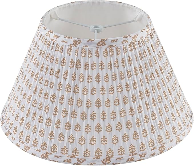 Lamp Shades For Table Lamps,Medium Lamp Shade 7" Top x 13" Bottom x 7.8" Slant Height,Barrel Replacement Lampshade(Spider Fitter), Modern Fabric Pleated Lampshades For Table Lamp 1 Pack(Brown Floral)