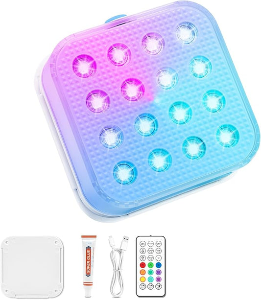 Creatrek Rechargeable Pool Lights with Remote, 16 Color Changing Submersible LED Lights, Waterproof Pool for inground, Ponds, Bathtub Decorations, 1 Pack