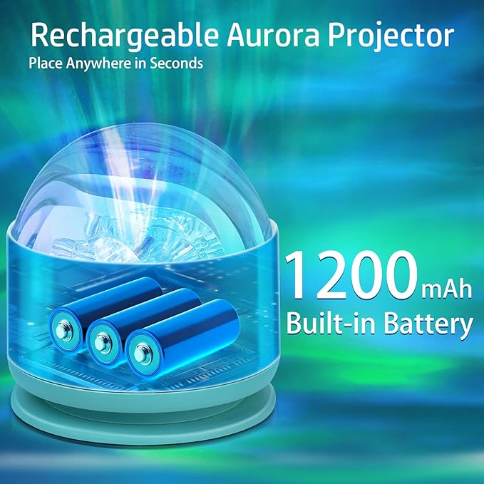 Northern Lights Projector, Rechargeable 16 Color Aurora Night Light Projector Ambient Lighting with Dimmable & Remote Control for Bedroom Kids Teen Girl Gift Room Decor - 2P