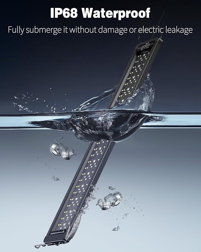 Pawfly 33W Aquarium LED Light for 30" to 36" Tanks 24/7 Extendable Fish Tank Light with Full Spectrum IP68 Waterproof with D/N Mode Single Color Effects Timer and Adjustable Brightness