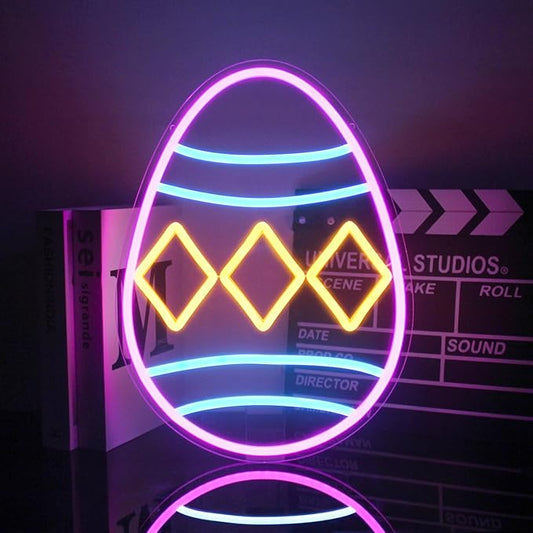 Easter Egg Neon Sign Happy Easter Neon Light Colorful Eggs LED Signs for Wall Dimmable Neon Lights Signs Jesus Neon Wall Sign for Bedroom Holiday Bar Party Decor USB Powered