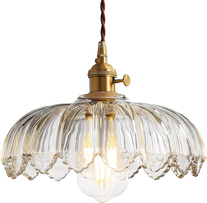 Glass Pendant Lights Kitchen Island: Vintage Pendant Light Fixtures Small Pendant Light Dining Room, Clear Hanging Light for Living Room, Schoolhouse, Entryway, Foyer, E26