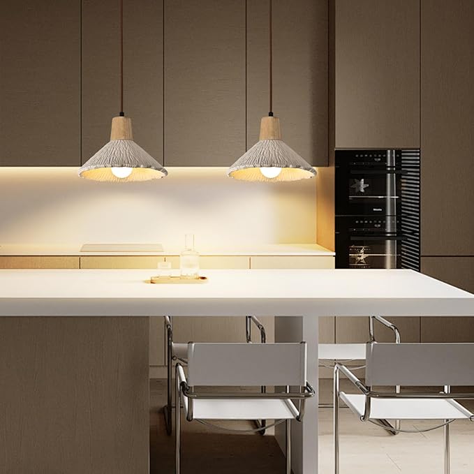 Pendant Lights Kitchen Island Wabi Sabi Lamp Flower Shaped Chandelier,Nordic Concrete Pendants Lamp, 15W Japanese Style Kitchen Hanging Lights with Adjustable Cord for Dining Room,Bedside,Hallway