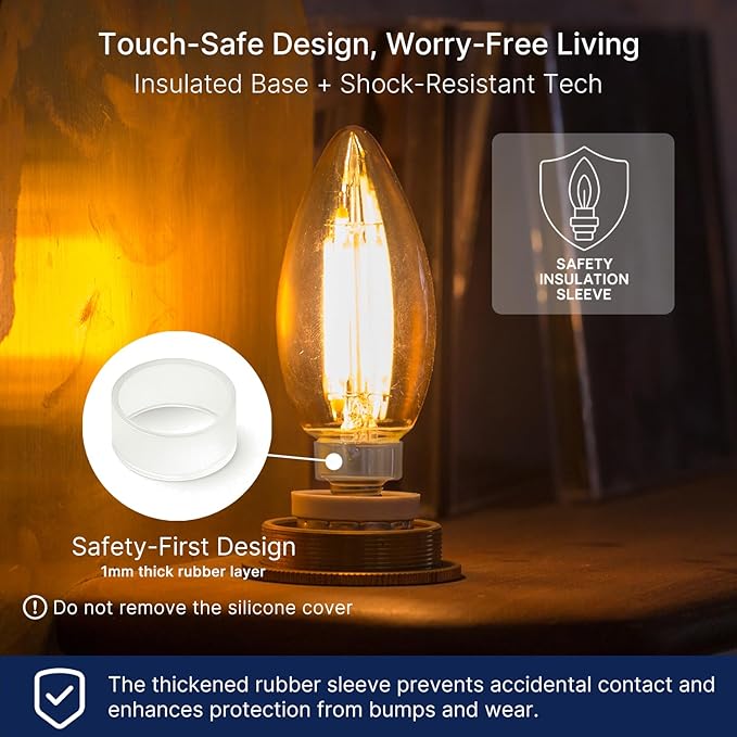 FLSNT Amber LED Candelabra Light Bulbs 40W Equivalent, B11 E12 LED Chandelier Bulbs, 2200K Warm White, Dimmable, 330LM, 24 Pack UL,CA65 Listed.