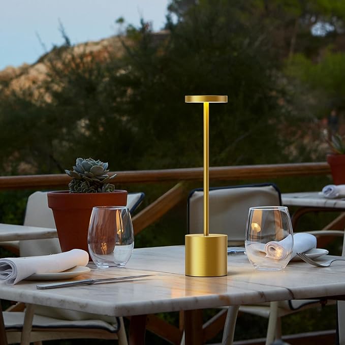 SAKRINGT Cordless Table Lamps Rechargeable,6000mAh Portable Battery Operated LED Table Light for Restaurant Outdoor 2 Pack Gold