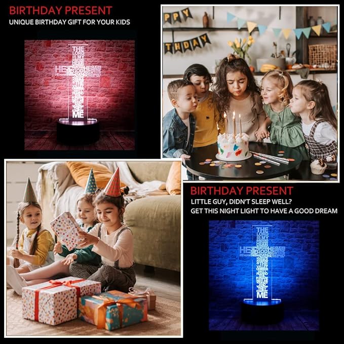 Christ Jesus Cross 3D LED Bedroom Decor Sleep Table Lamp with Remote 7 Colors Acrylic Visual Night Light Birthday Christmas Easter Christian Gift for Religious Women Men Kids Commemorate Present