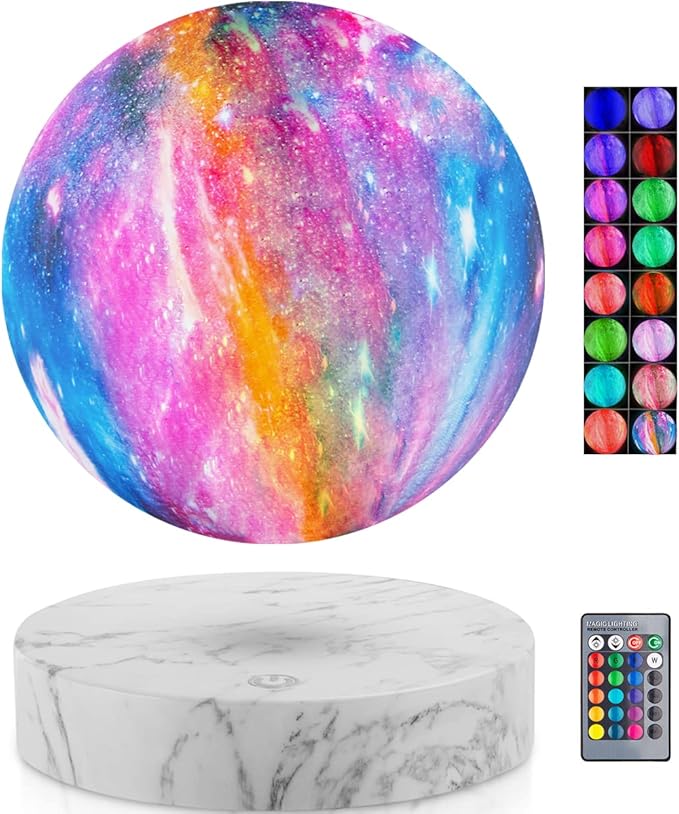 VGAzer Floating Galaxy Lamp Magnetic Levitation, Rotating Moon Planet Night Light,Gift （16 Colors）