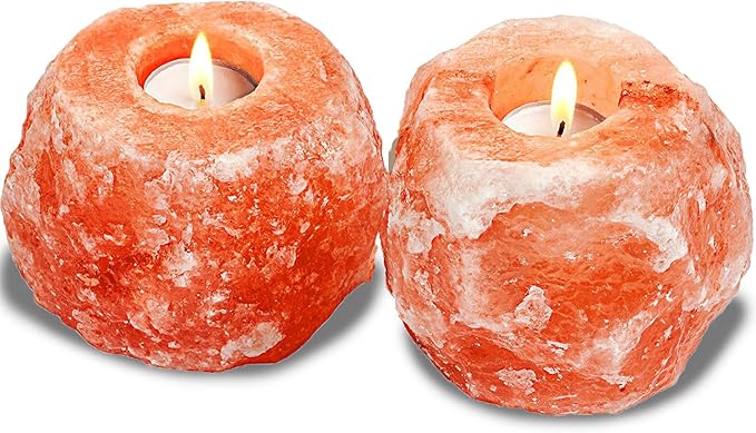 100% Natural Pink Himalayan Salt Candle Holder/Tealight Holder Pack of 8 - Perfect for Room Decor and Home Decor