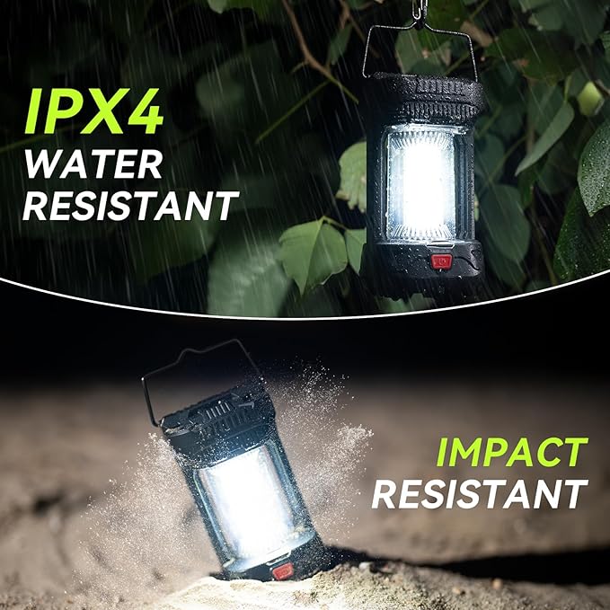 AlpsWolf Camping Lantern Rechargeable, 1000LM 4000mAh Rechargeable Lanterns 4 Light Modes LED Lantern for Camping, Hiking, Power Outages, Emergencies (2Pack-Black)