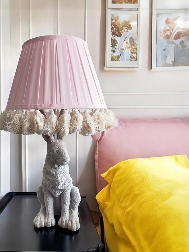 Tristan Home Round Pleated Lamp Shade with Tassels 9ix14x12inches (The Height 12inch Includes Tassels) (Light Flush Pink)