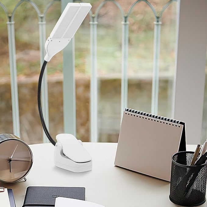 LED Rechargeable Clip-on Music Stand Light for Piano with Flexible Neck, Dimmable LED Lamp for Upright Piano and Book Reading, Portable Eye-Caring Desk Light for Random Color