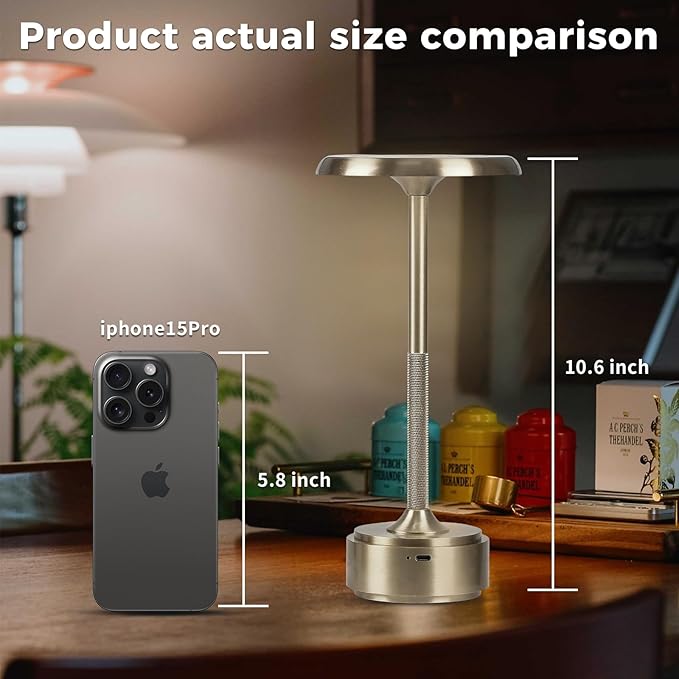 5200mAh Rechargeable Cordless LED Table Lamps Touch Sensor Light, 3-Levels Portable Dimming Wireless Battery Operated Lamp,Night Light/Restaurant Table/Outdoor/Coffee/Bar (Sliver Set of 2)