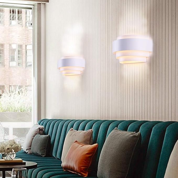LightInTheBox Modern Wall Sconce Set of 2 Indoor Wall Light Fixture Half Moon Metal Wall Lamp White for Stair Hallway Home Theatre Bedroom (2PCS)