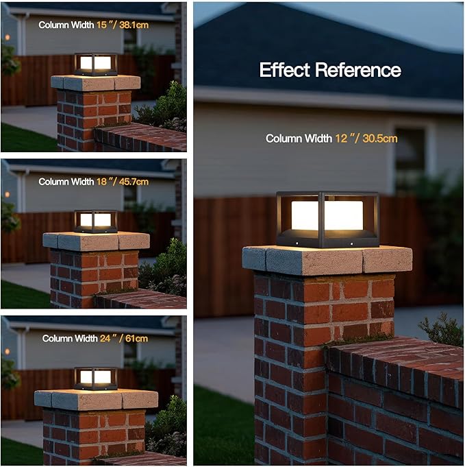 Outdoor Post Lights Hard Wired, Modern 9.1" Column Lights AC100-240V, Waterproof Pillar Lamp 3000K LED Landscape Lighting Fixture Fence Deck Cap Light for Outside Patio Garden Yard Illumination