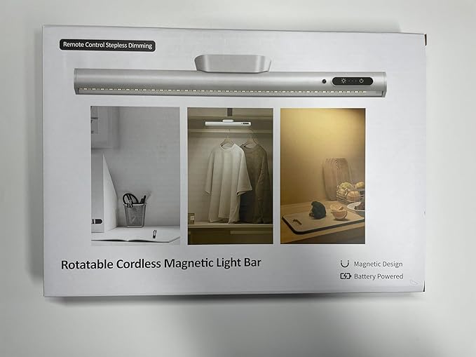 Rechargeable Magnetic LED Light Bar with Remote, Under Cabinet Lighting Wireless, Battery Powered Operated Wall Strip Lights, Dimmable Desk Lamp for Picture Mirror Closet Room – Gold