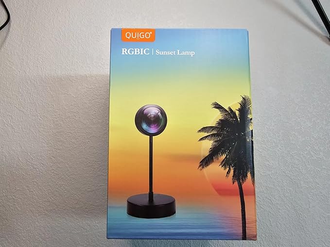 QUIGO Sunset Lamp Projector Led Lights for Bedroom Night Light RGB Lights Sun Sunlight Sunrise Lamp 10w 360 Rotation Rainbow Projection Room Decor Home Decor Christmas Gifts for Women