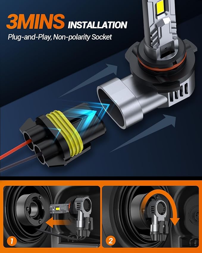 SEALIGHT 9005/HB3 9006/HB4 Fog Light Bulb, 80000LM Ultra Bright, 2x 9005 & 9006 Bulbs in Pack
