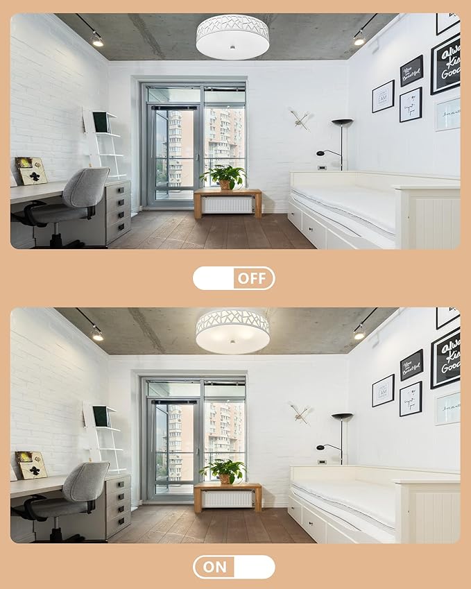 2-Light Flush Mount Ceiling Light, 12 inch Modern Close to Ceiling Light Fixture with White Metal and Frosted Glass Shade for Hallway, Kitchen, Bedroom(2 PK)