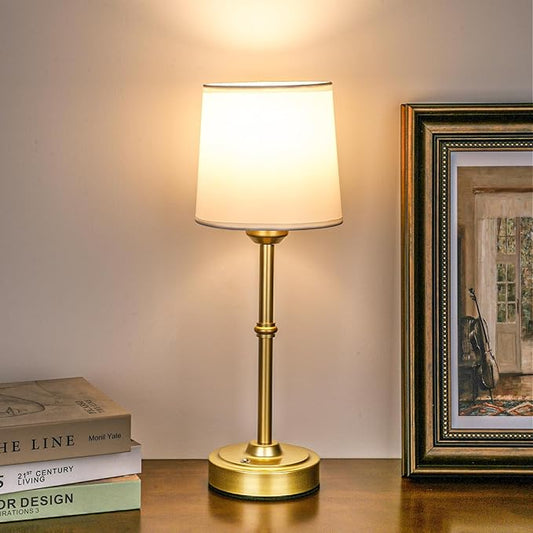 Gold LED Cordless Table Lamp Rechargeable-6000mAh Battery Operated Table Light,Wireless Lamps for Living Room Restaurant/Patio/Home/Dining/Dinner/Bedside/Nightstand/Desk lamp-Touch Control