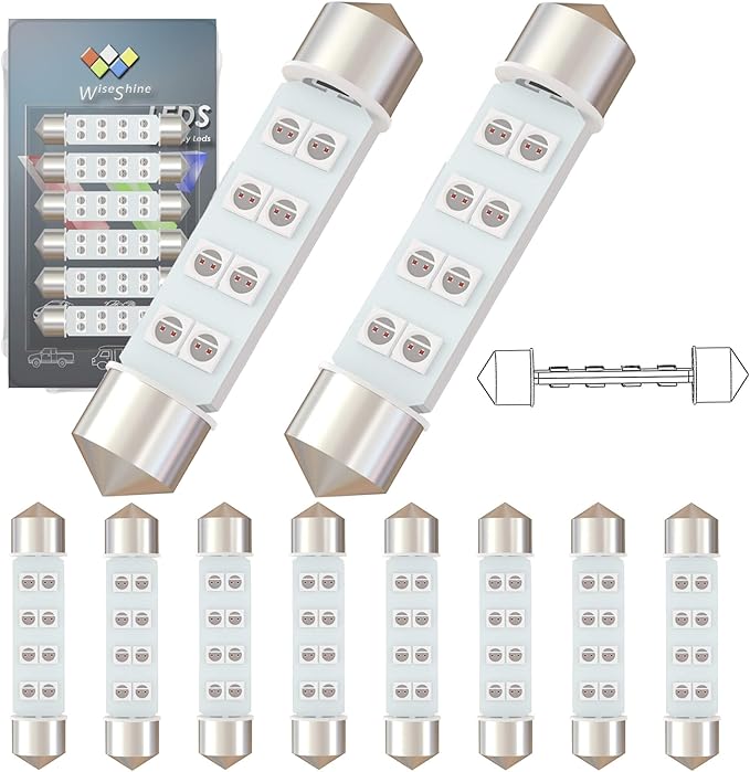 360 deg DC 24V 44mm 578 Festoon LED Car Bulb Red 212-2 214-2 LED Bulbs for Truck Marine Boat Interior Door Cargo Lights(Pack 10)