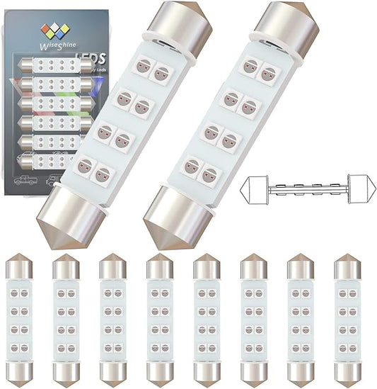 360 deg DC 24V 44mm 578 Festoon LED Car Bulb Red 212-2 214-2 LED Bulbs for Truck Marine Boat Interior Door Cargo Lights(Pack 10)