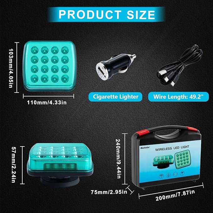 Wireless LED Road Flares for Emergency,Rechargeable Safety Flashing Lights for Vehicles,Portable Strobe Light Magnetic Emergency Strobe Light Kit for Trucks