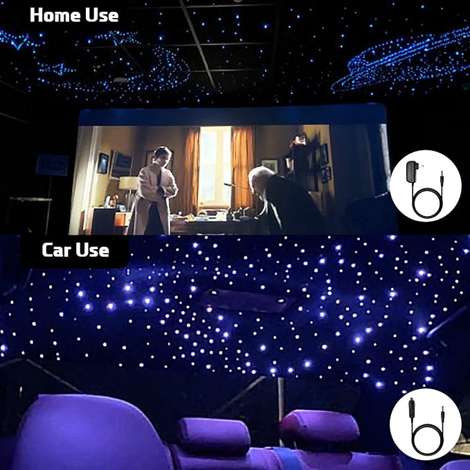 AMKI Dual-Head Twinkle RGBW 20W Fiber Optic Light 1100pcs*0.03in*13.1ft Cable, Dual Port Starlight Headliner for Car Home Ceiling Decor Sound Activated Bluetooth/APP Remote Control Light Box