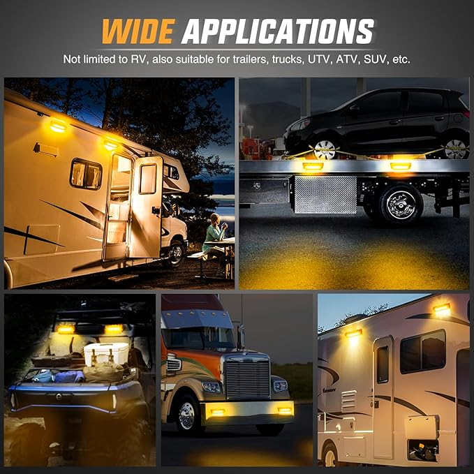 Nilight RV Exterior Light 2PCS 9 Inch Porch Lights Amber Beam 12V 24V LED Scene Cargo Lighting Black Aluminum Housing for RVs Trailers Travel Campers 5th Wheels Motorhome SUV Truck