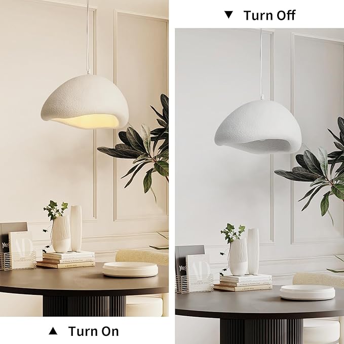 WILON 15.7'' Wabi Sabi Pendant Light, Kitchen Pendant Lighting Over Island, Dining Room Light Fixture Over Table, Large Pendant Light with E26 Base, Modern Pendant Light for Living Room Bedroom Bar