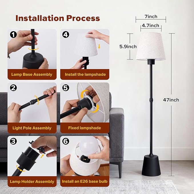 Battery Operated Floor Lamp, Cordless Floor lamp with 5200mAh Battery,RGB Floor Lamps, Timer Function Suitable for Living Room Sofa Area Bedroom RV and Balcony