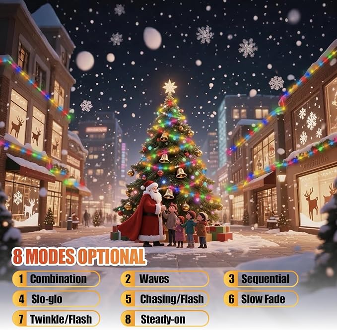 (Multicolor Fairy Light Solar Outdoor 33Ft 100 LED Rope Lights for Outside 8 Modes Solar Rope Lights Outdoor Waterproof for Patio Fence Party Garden Yard Home Holiday Tree Decoration.