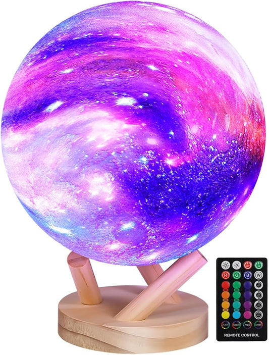Moon Lamp Galaxy Lamp 6 inch 16 Colors LED 3D Moon Light, Remote & Touch Control Lava Lamp Moon Night Light Gifts for Girls Boys Kids Women, Birthday and Mothers Day Gifts