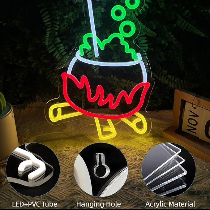Halloween Witch's Poison Neon Sign for Wall USB Powered Neon Light Up Sign for Halloween Party Decorations Bedroom Cave Room Decor Halloween Led Sign for Home Bar Window Porch Front Door Decorations