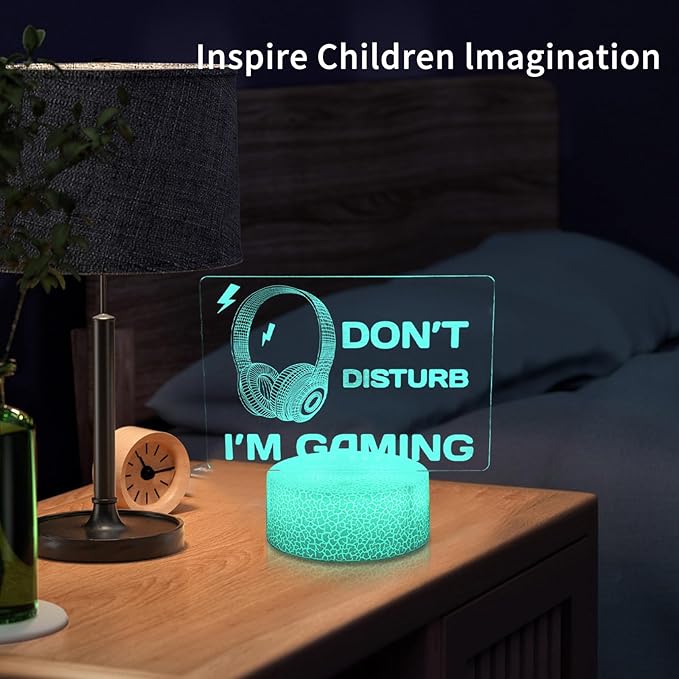 Don't Disturb I'm Gaming Night Light,Funny Video Games Gamer Gifts,Games Gamer Fan Room Decor,Dimmable 16 Colors 3D Illusion Lamp,Christmas Holiday Birthday Gifts for Boys Girls Teens Men